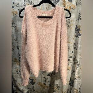 Ultra Flirt Large Pink Cold Shoulder Sweater